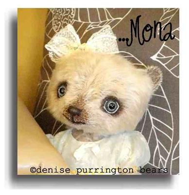 Mona by Award Winning One Of A Kind Handmade Mohair Teddy Bear Artist Denise Purrington of Out of The Forest Bears