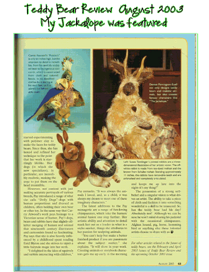 Handmade Teddy Bears by award winning custom made Mohair Teddy Bear artist, Denise Purrington Teddy Bear Review article