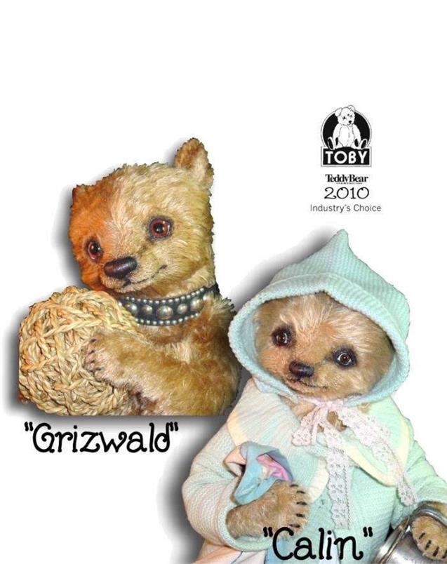 Teddy Bear and Friends 2010 TOBY Industry�s Choice Award Winners Grizwald and Calin by Hand Made Teddy Bear Artist Denise Purrington