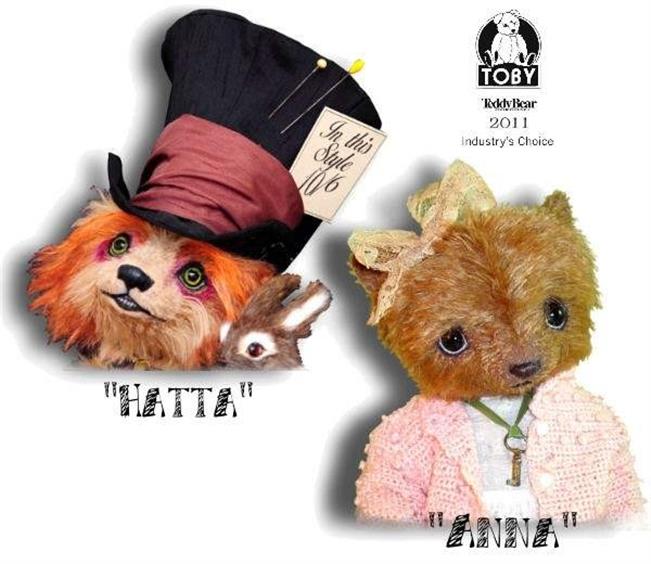 Teddy Bear and Friends 2011 TOBY Industry�s Choice Award Winners Hatta and Anna from Hand Made Teddy Bear Artist Denise Purrington